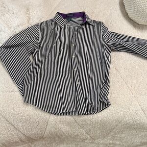 Ralph Lauren Black and White Striped Button Down Shirt